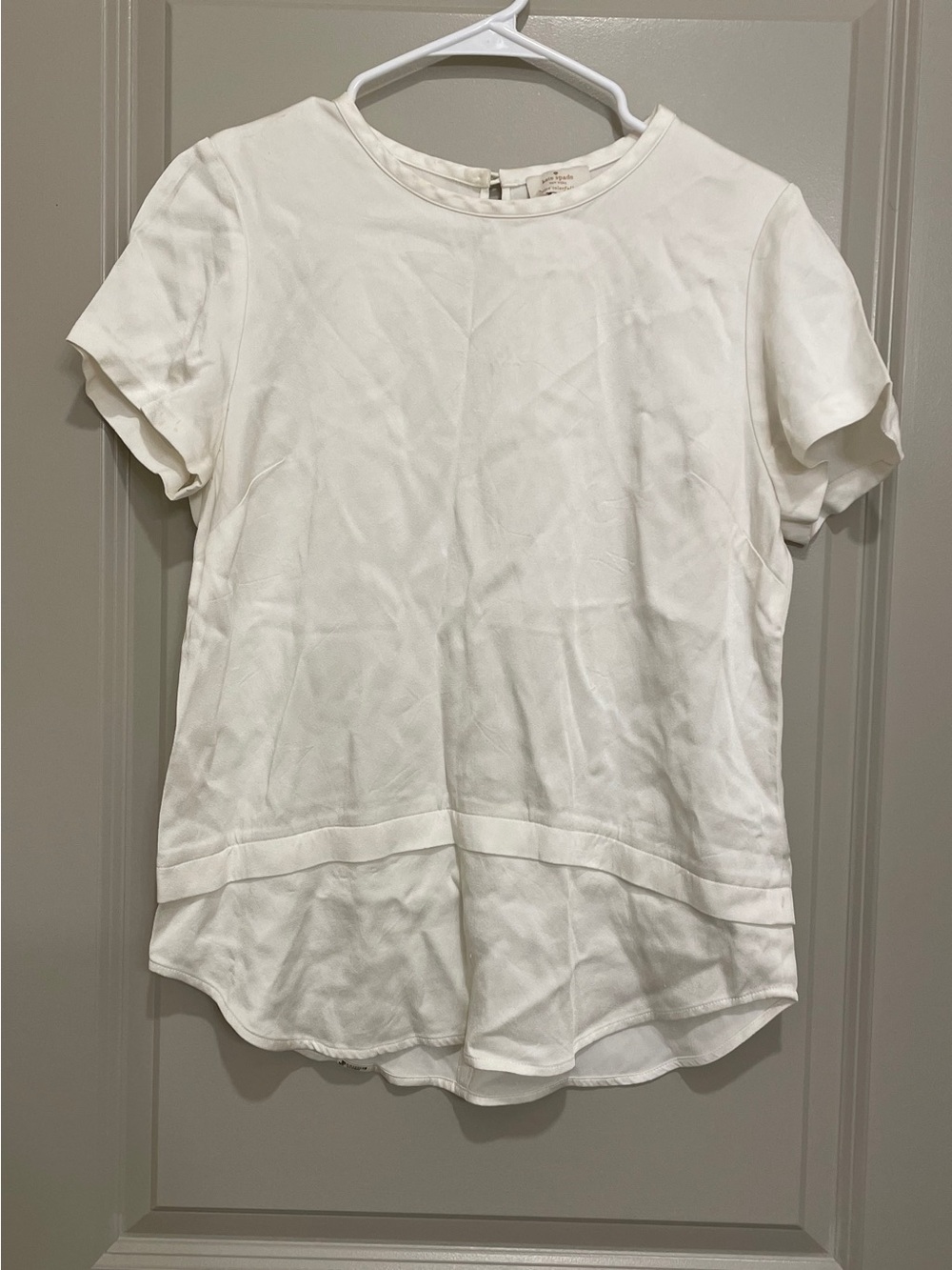 Women's Kate Spade Cream Short-Sleeve Crewneck Blouse